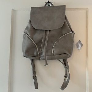Rustic Gray Faux Leather Mid-size Backpack